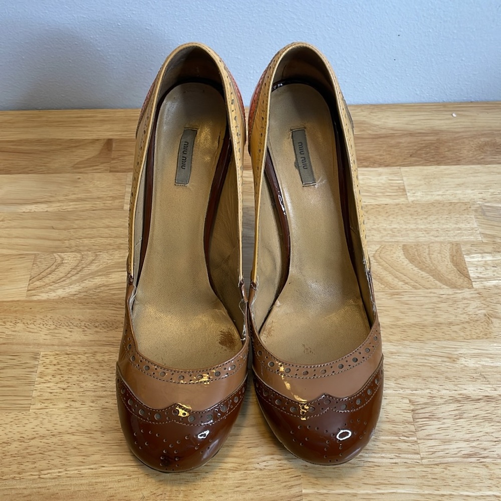 Miu Miu Patchwork Patent Leather Block Heels - image 2